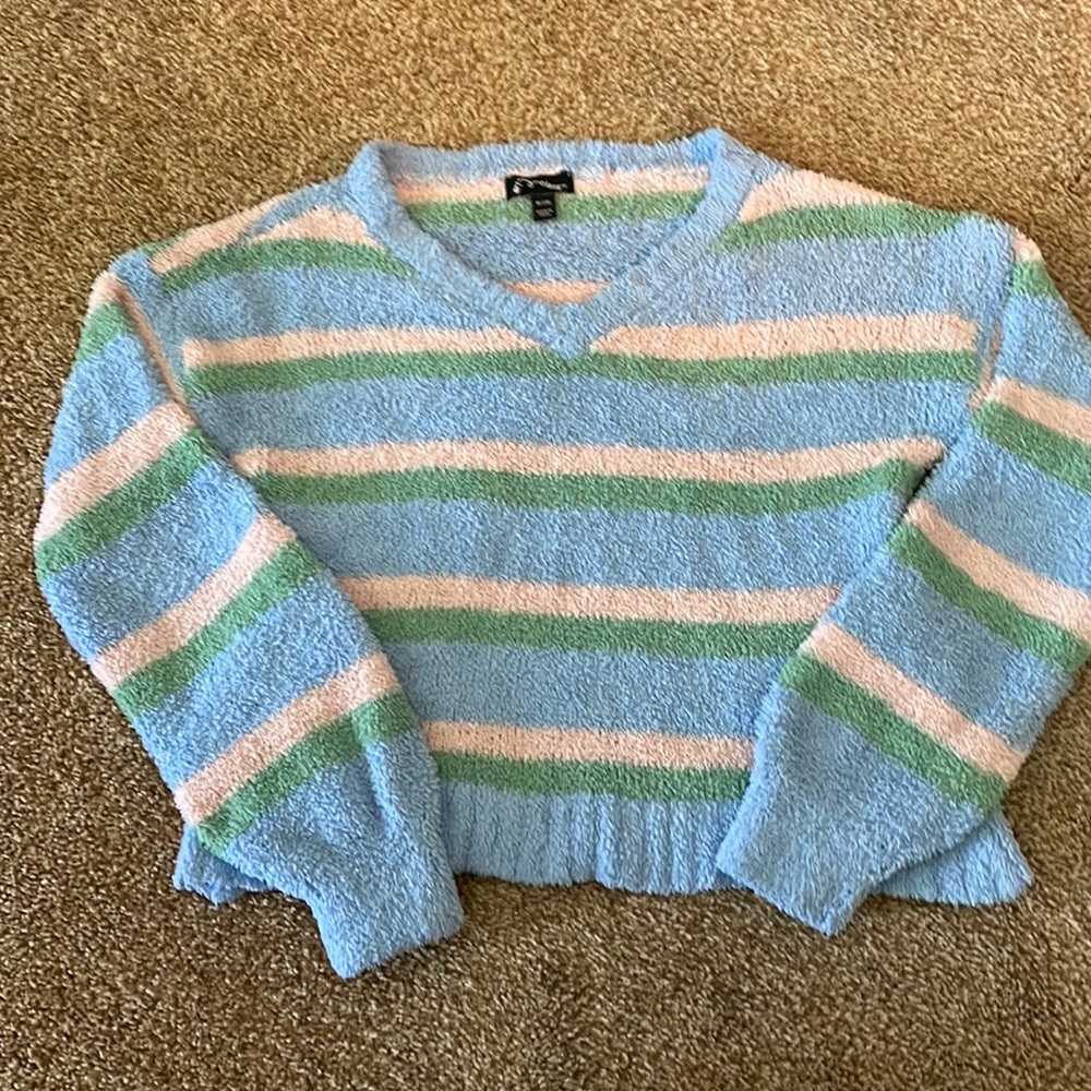 Girls Art Class soft and stretchy striped long sleeve sweater 7/8